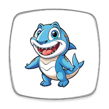 requin mignon personnage de dessin animé Kawaii Clipart - Magnet carré - blanc - Devant
