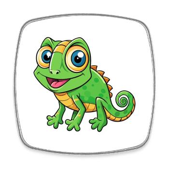 caméléon mignon personnage de dessin animé Kawaii Clipart - Magnet carré - blanc - Devant