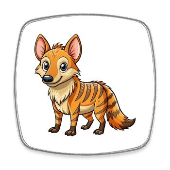 Aardwolf Niedliche Zeichentrickfigur Kawaii Clipart - Viereckiger Kühlschrankmagnet - Weiß - Vorne