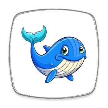 Blauwal Niedliche Cartoon Figur Kawaii Clipart - Viereckiger Kühlschrankmagnet - Weiß - Vorne