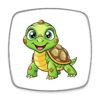 tortue mignon personnage de dessin animé Kawaii Clipart - Magnet carré - blanc - Devant