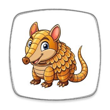 tatou mignon personnage de dessin animé Kawaii Clipart - Magnet carré - blanc - Devant