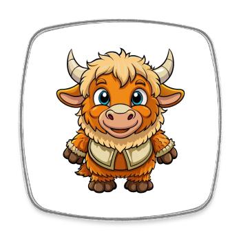 Yak Niedliche Zeichentrickfigur Kawaii Clipart - Viereckiger Kühlschrankmagnet - Weiß - Vorne