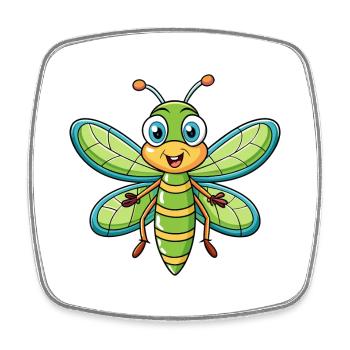 Libelle Niedliche Zeichentrickfigur Kawaii Clipart - Viereckiger Kühlschrankmagnet - Weiß - Vorne