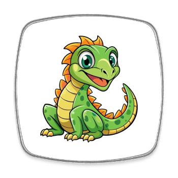 basilic mignon personnage de dessin animé Kawaii Clipart - Magnet carré - blanc - Devant