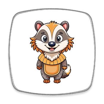 Dachs Niedliche Zeichentrickfigur Kawaii Clipart - Viereckiger Kühlschrankmagnet - Weiß - Vorne