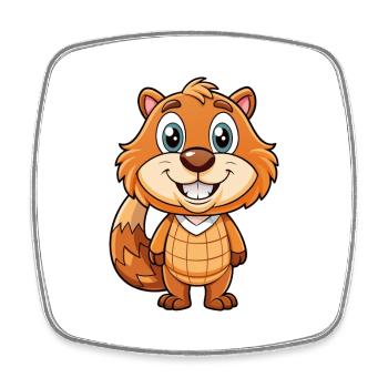 Biber Niedliche Zeichentrickfigur Kawaii Clipart - Viereckiger Kühlschrankmagnet - Weiß - Vorne