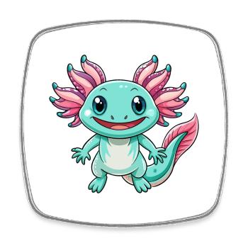 axolotl mignon personnage de dessin animé Kawaii Clipart - Magnet carré - blanc - Devant