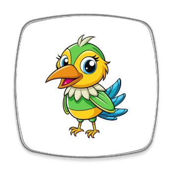 Bienenfresser Niedliche Zeichentrickfigur Kawaii Clipart - Viereckiger Kühlschrankmagnet - Weiß - Vorne