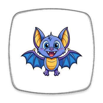 Chauve-souris mignon personnage de dessin animé Kawaii Clipart - Magnet carré - blanc - Devant