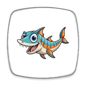 Barracuda Mignon Personnage De Dessin Animé Kawaii Clipart - Magnet carré - blanc - Devant