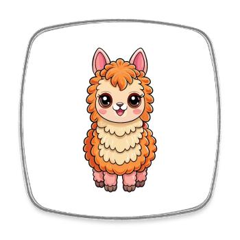 Alpaca Cute Cartoon Character Kawaii Clipart - Square fridge magnet - white - Front