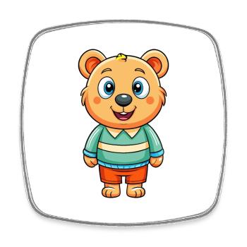 Bear Cute Cartoon Character Kawaii Clipart - Square fridge magnet - white - Front