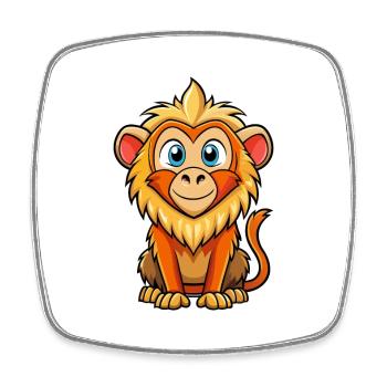Pavian Niedliche Zeichentrickfigur Kawaii Clipart - Viereckiger Kühlschrankmagnet - Weiß - Vorne