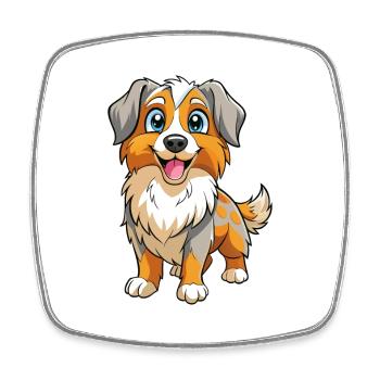 Australian Shepherd Dog Cartoon Kawaii Clipart - Square fridge magnet - white - Front