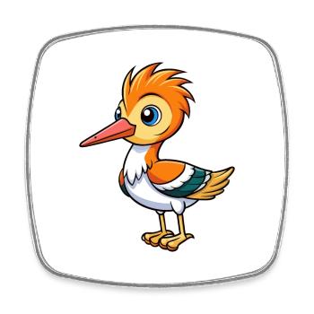 Avocet Cute Cartoon Character Kawaii Clipart - Square fridge magnet - white - Front