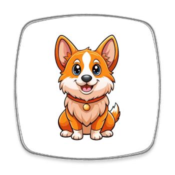 Corgi Dog Cute Cartoon Character Kawaii Clipart - Square fridge magnet - white - Front