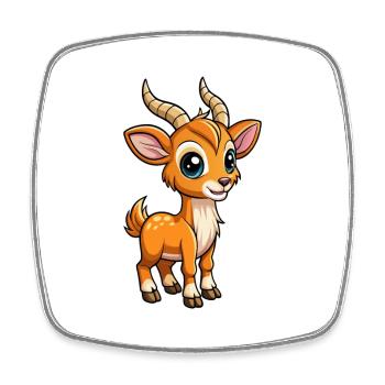 Antilope Niedliche Zeichentrickfigur Kawaii Clipart - Viereckiger Kühlschrankmagnet - Weiß - Vorne