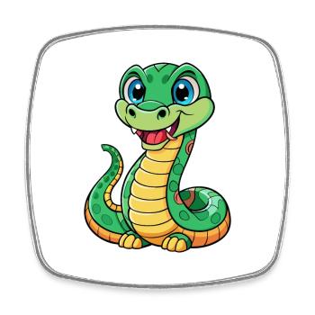 Anaconda Niedliche Zeichentrickfigur Kawaii Clipart - Viereckiger Kühlschrankmagnet - Weiß - Vorne