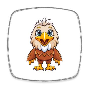 Eagle Cute Cartoon Character Kawaii Clipart - Square fridge magnet - white - Front