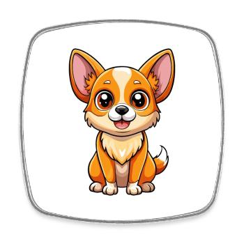 Chihuahua Dog Cartoon Character Kawaii Clipart - Square fridge magnet - white - Front
