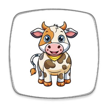 Cow Cute Cartoon Character Kawaii Clipart - Square fridge magnet - white - Front