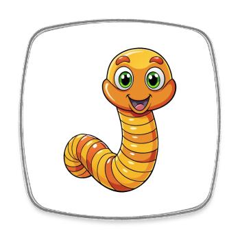 Regenwurm Niedliche Zeichentrickfigur Kawaii Clipart - Viereckiger Kühlschrankmagnet - Weiß - Vorne