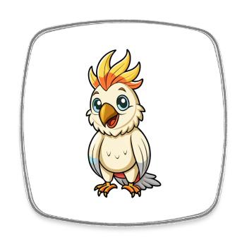 Cockatoo Cute Cartoon Character Kawaii Clipart - Square fridge magnet - white - Front