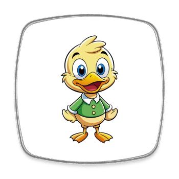 Duck Cute Cartoon Character Kawaii Clipart - Square fridge magnet - white - Front