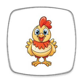 Chicken Cute Cartoon Character Kawaii Clipart - Square fridge magnet - white - Front
