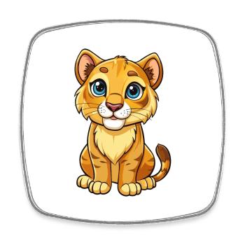 Cougar Cute Cartoon Character Kawaii Clipart - Square fridge magnet - white - Front