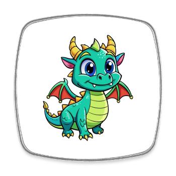 Dragon Cute Cartoon Character Kawaii Clipart - Square fridge magnet - white - Front