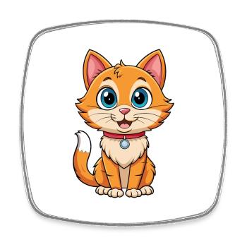 Cat Cute Cartoon Character Kawaii Clipart - Square fridge magnet - white - Front
