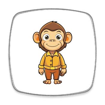 Schimpanse Niedliche Zeichentrickfigur Kawaii Clipart - Viereckiger Kühlschrankmagnet - Weiß - Vorne