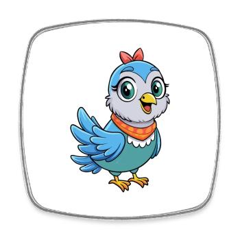 Taube Niedliche Zeichentrickfigur Kawaii Clipart - Viereckiger Kühlschrankmagnet - Weiß - Vorne