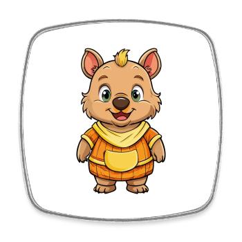 Wombat Cute Cartoon Character Kawaii Clipart - Square fridge magnet - white - Front