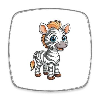 Zebra Cute Cartoon Character Kawaii Clipart - Square fridge magnet - white - Front