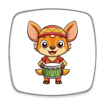 Bongo Niedliche Zeichentrickfigur Kawaii Clipart - Viereckiger Kühlschrankmagnet - Weiß - Vorne