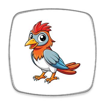 Coucou Mignon Personnage De Dessin Animé Kawaii Clipart - Magnet carré - blanc - Devant