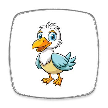 Albatross Cute Cartoon Character Kawaii Clipart - Square fridge magnet - white - Front