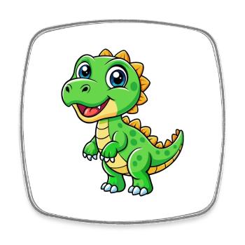 dinosaure mignon personnage de dessin animé Kawaii Clipart - Magnet carré - blanc - Devant