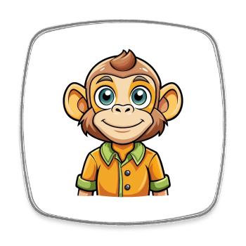 Bonobo Cute Cartoon Character Kawaii Clipart - Square fridge magnet - white - Front