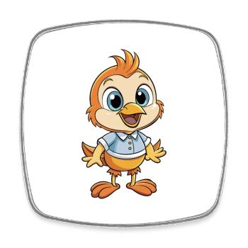 Wren mignon personnage de dessin animé Kawaii Clipart - Magnet carré - blanc - Devant
