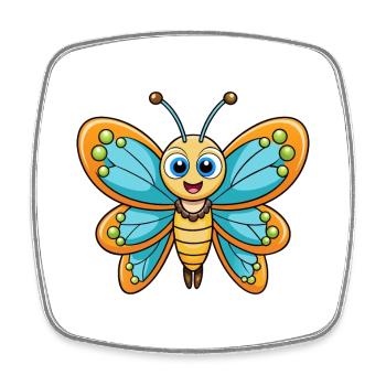 Butterfly Cute Cartoon Character Kawaii Clipart - Square fridge magnet - white - Front