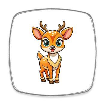 Hirsch Niedliche Zeichentrickfigur Kawaii Clipart - Viereckiger Kühlschrankmagnet - Weiß - Vorne