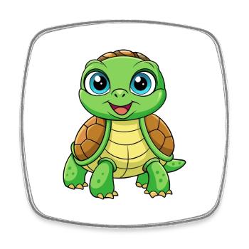 Turtle Cute Cartoon Character Kawaii Clipart - Square fridge magnet - white - Front
