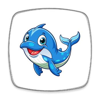 Whale Cute Cartoon Character Kawaii Clipart - Square fridge magnet - white - Front
