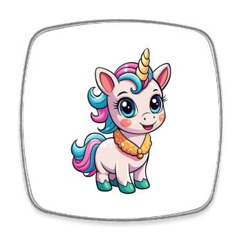 Einhorn Niedliche Cartoon Figur Kawaii Clipart - Viereckiger Kühlschrankmagnet - Weiß - Vorne