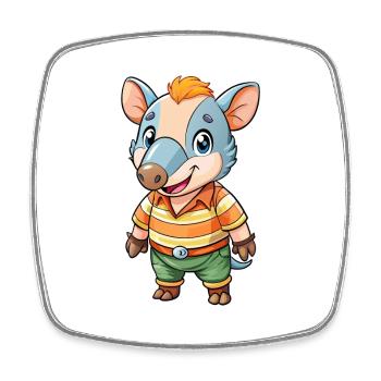 Tapir Niedliche Cartoon Figur Kawaii Clipart - Viereckiger Kühlschrankmagnet - Weiß - Vorne