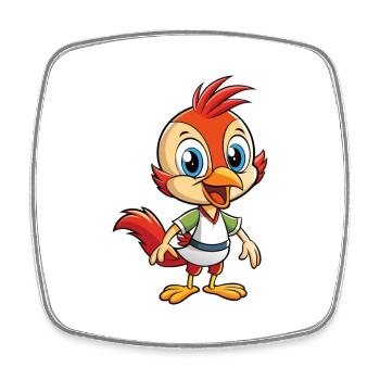 Pic mignon personnage de dessin animé Kawaii Clipart - Magnet carré - blanc - Devant